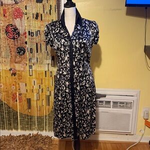 Bebe Black and White Leaf Print Dress